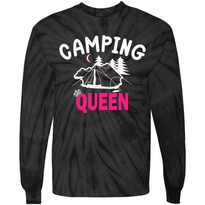 Camping Queen Queen Woman Camper Van Campsite Born Tie-Dye Long Sleeve Shirt