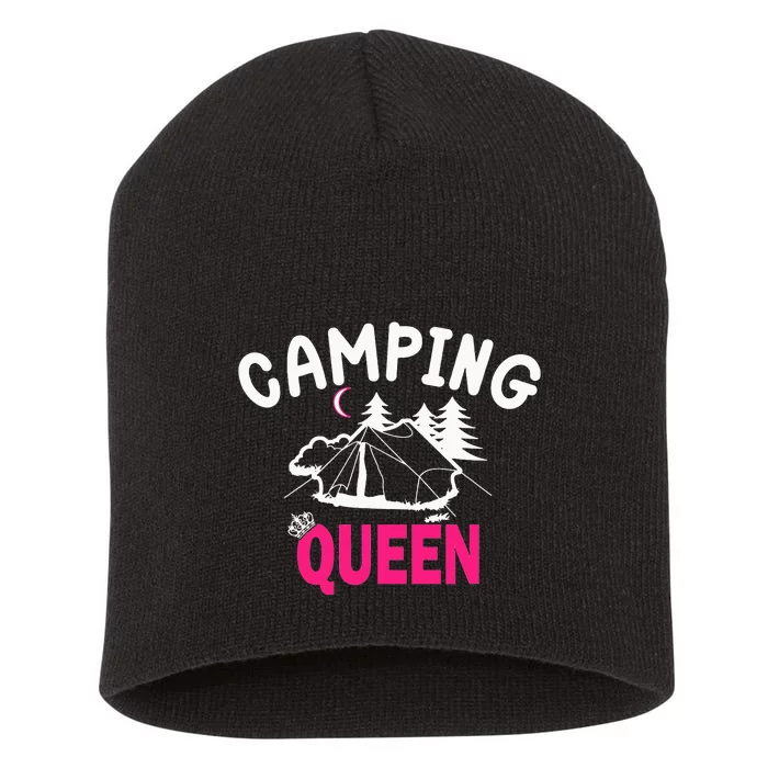 Camping Queen Queen Woman Camper Van Campsite Born Short Acrylic Beanie