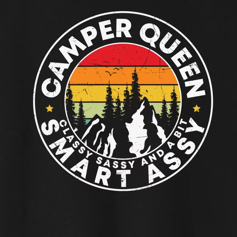 Camper Queen Smart Assy , Classy Sassy And A Bit Logo Camping Women's Crop Top Tee