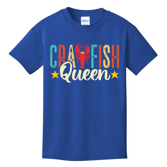 Crawfish Queen Vintage Retro Boil Season Lobster Gift Kids T-Shirt