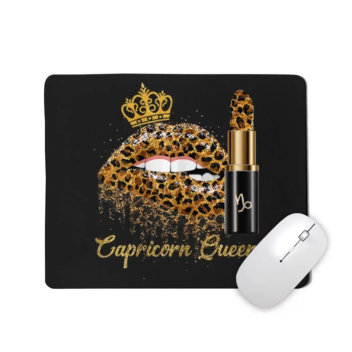 Capricorn Queen Zodiac Leopard Lips Born In December January Mousepad