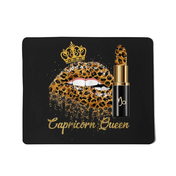 Capricorn Queen Zodiac Leopard Lips Born In December January Mousepad