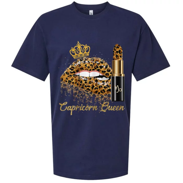 Capricorn Queen Zodiac Leopard Lips Born In December January Sueded Cloud Jersey T-Shirt