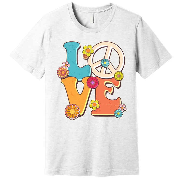 Cute Retro 1960s Flower Power Love Peace Premium T-Shirt