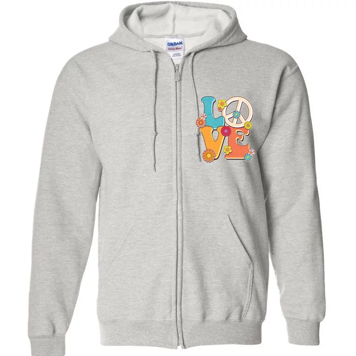 Cute Retro 1960s Flower Power Love Peace Full Zip Hoodie