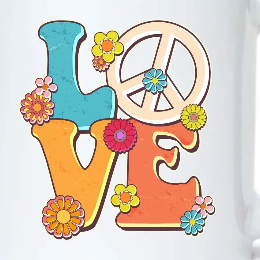 Cute Retro 1960s Flower Power Love Peace Black Color Changing Mug