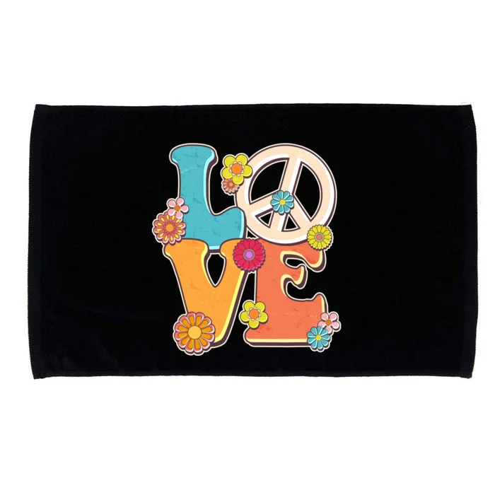 Cute Retro 1960s Flower Power Love Peace Microfiber Hand Towel