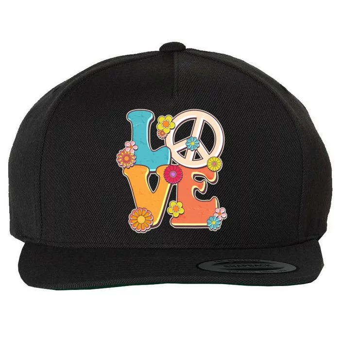 Cute Retro 1960s Flower Power Love Peace Wool Snapback Cap