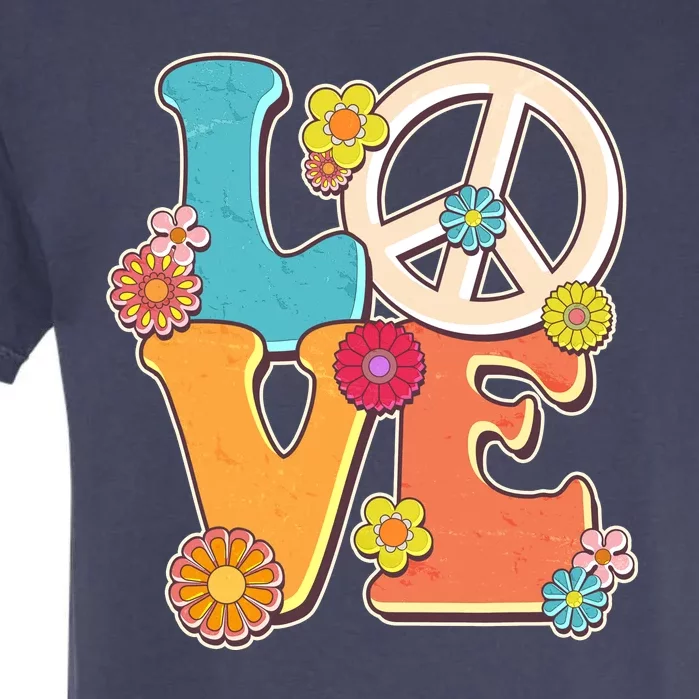 Cute Retro 1960s Flower Power Love Peace Garment-Dyed Heavyweight T-Shirt