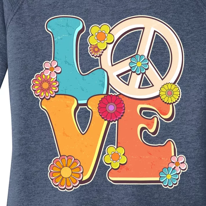 Cute Retro 1960s Flower Power Love Peace Women's Perfect Tri Tunic Long Sleeve Shirt