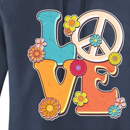 Cute Retro 1960s Flower Power Love Peace Women's Pullover Hoodie