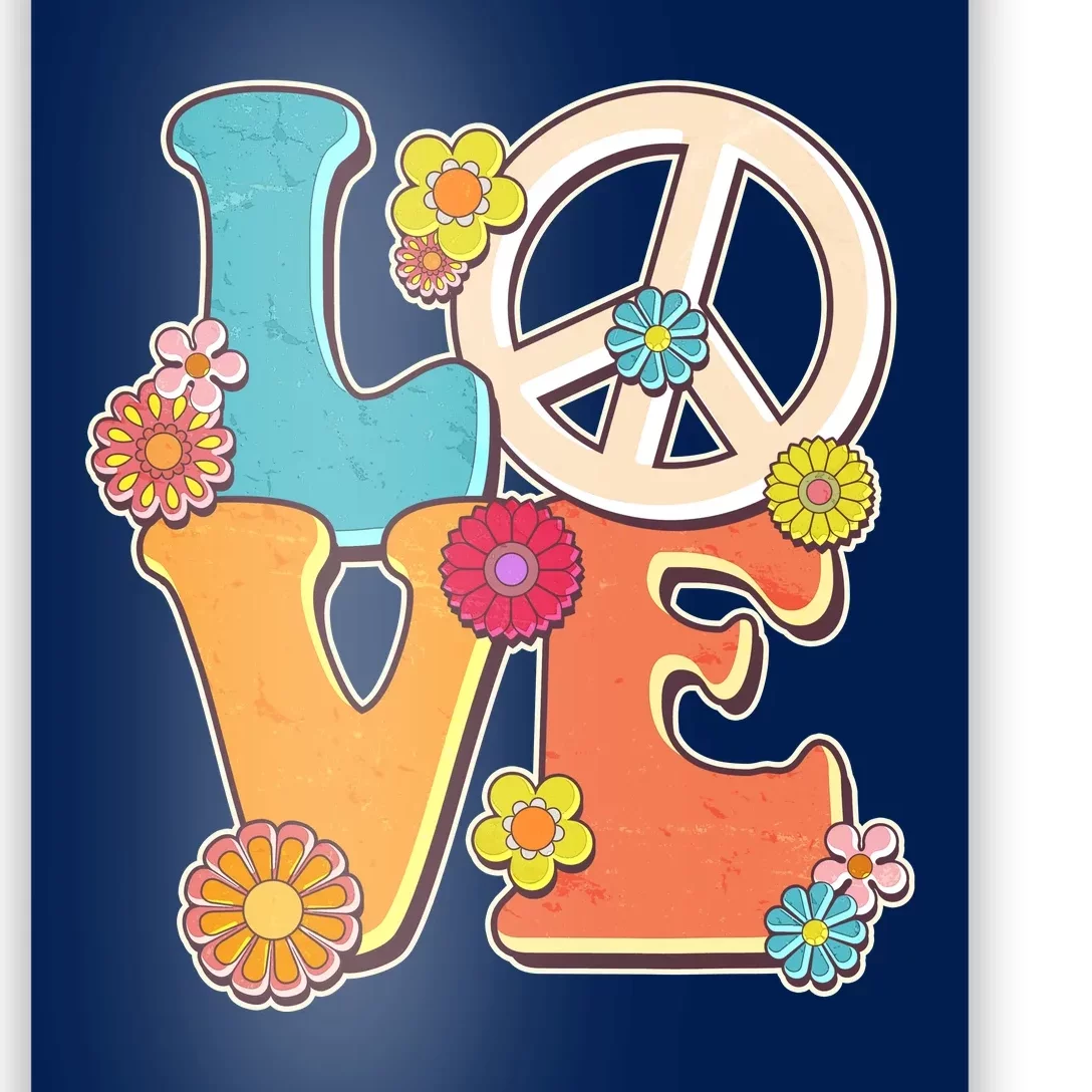 Cute Retro 1960s Flower Power Love Peace Poster