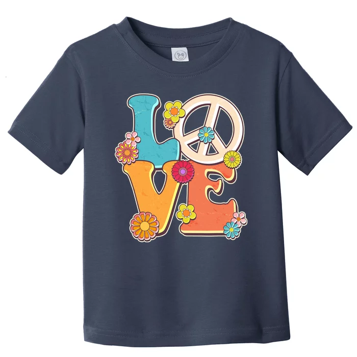 Cute Retro 1960s Flower Power Love Peace Toddler T-Shirt