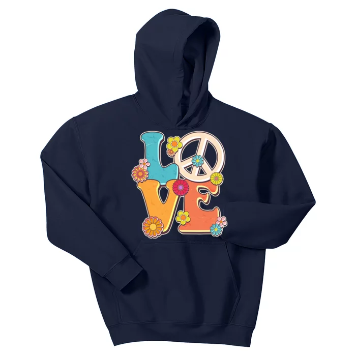 Cute Retro 1960s Flower Power Love Peace Kids Hoodie