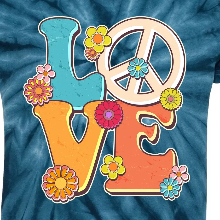 Cute Retro 1960s Flower Power Love Peace Kids Tie-Dye T-Shirt