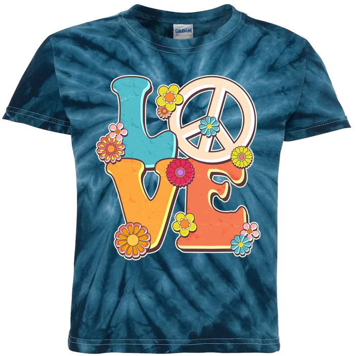 Cute Retro 1960s Flower Power Love Peace Kids Tie-Dye T-Shirt