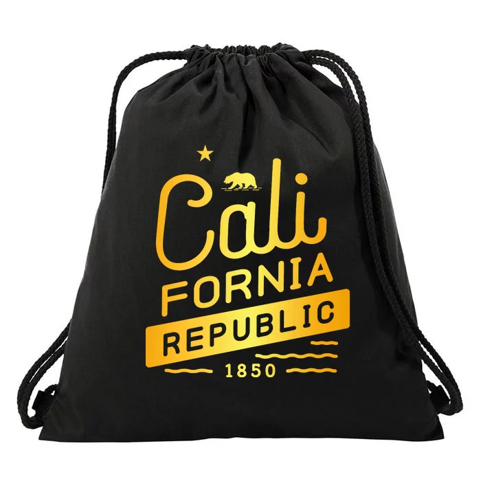 California Republic 1850 Gold Logo Drawstring Bag