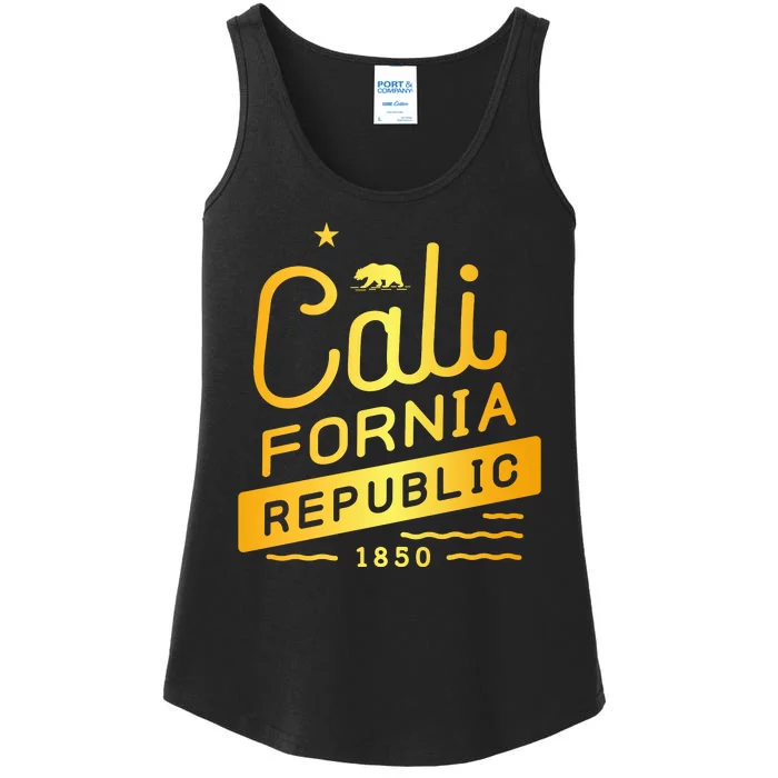 California Republic 1850 Gold Logo Ladies Essential Tank