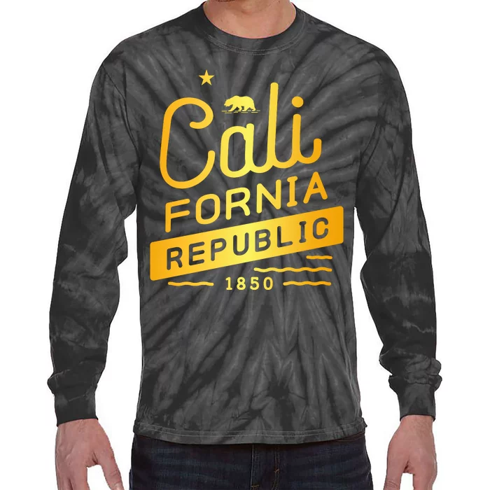 California Republic 1850 Gold Logo Tie-Dye Long Sleeve Shirt