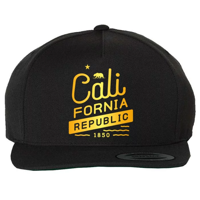 California Republic 1850 Gold Logo Wool Snapback Cap