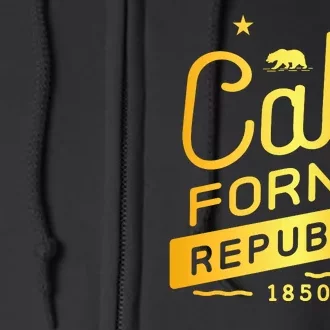 California Republic 1850 Gold Logo Full Zip Hoodie