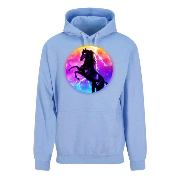 Colorful Retro 80's Eighties Lightning Galaxy Horse Unisex Surf Hoodie