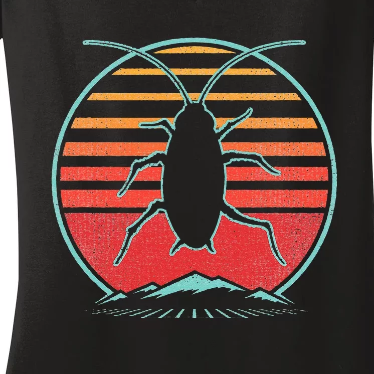 Cockroach Retro 80s Style Pest Control Exterminator Gift Women's V-Neck T-Shirt