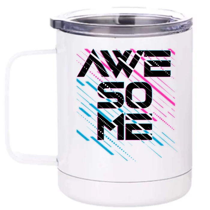 Cool Retro 80's Eighties Pattern Awesome Front & Back 12oz Stainless Steel Tumbler Cup