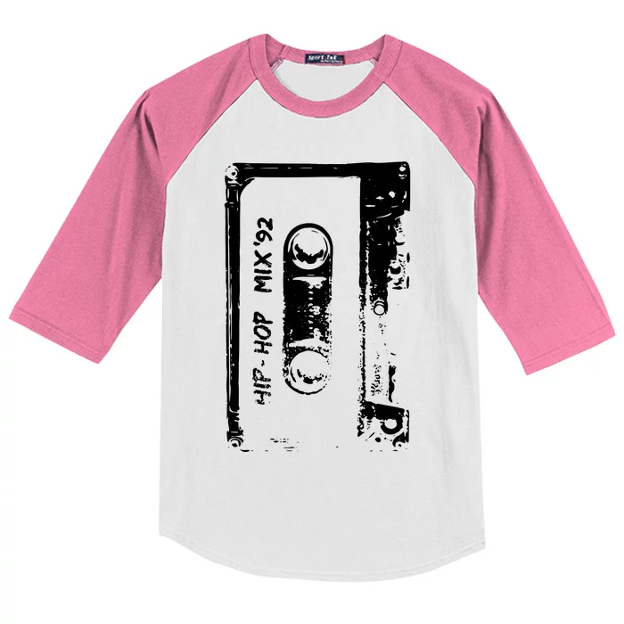 Cassette Retro 90s Style Kids Colorblock Raglan Jersey