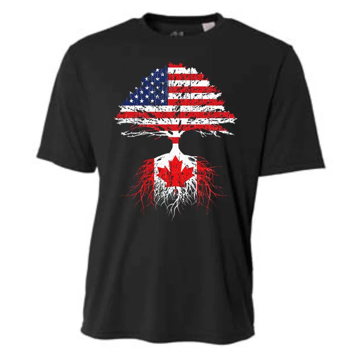 Canadian Roots American Grown Canada Flag Men Women Cooling Performance Crew T-Shirt