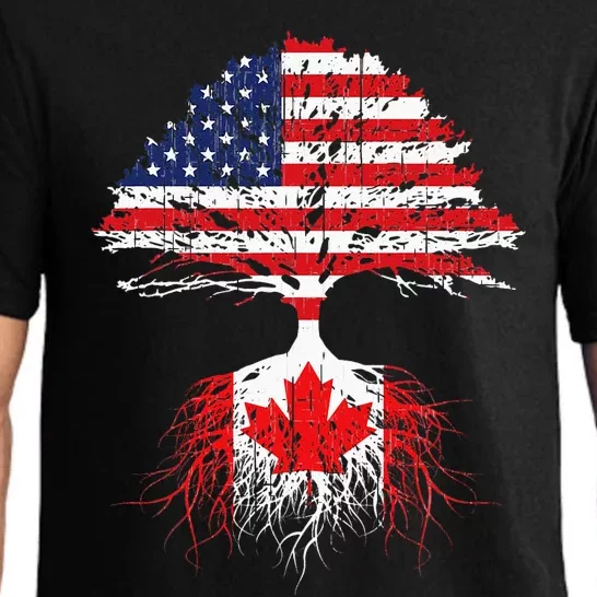 Canadian Roots American Grown Canada Flag Men Women Pajama Set