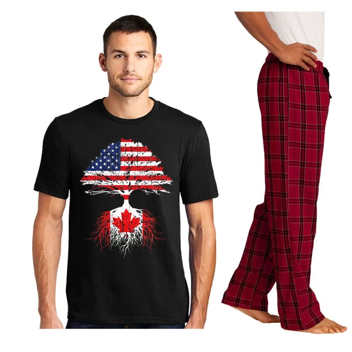 Canadian Roots American Grown Canada Flag Men Women Pajama Set