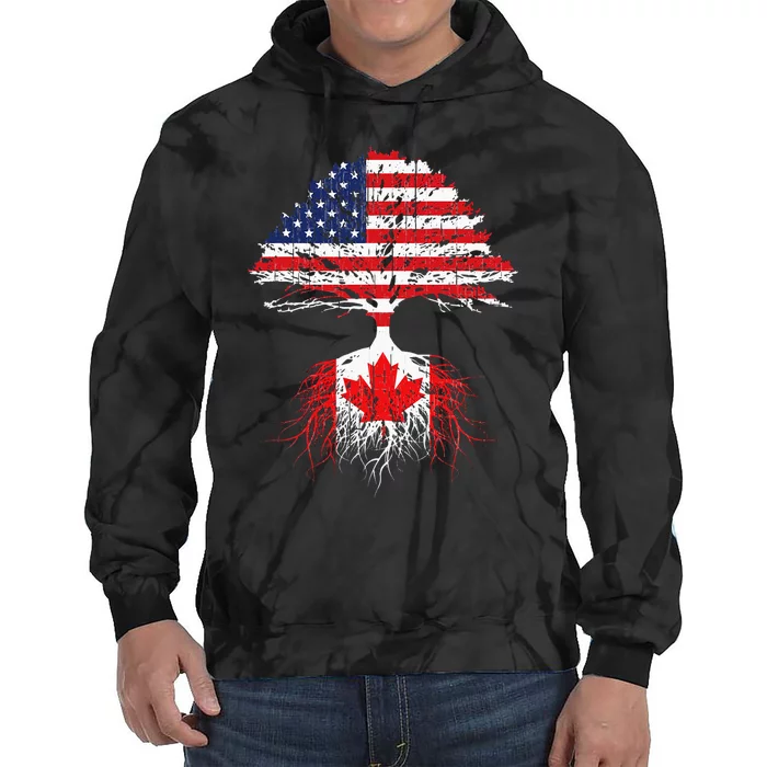 Canadian Roots American Grown Canada Flag Men Women Tie Dye Hoodie