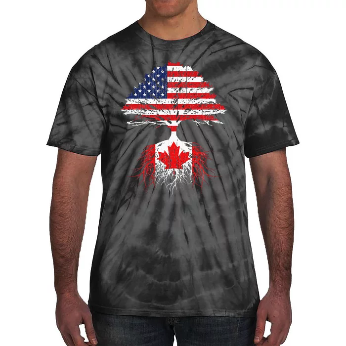 Canadian Roots American Grown Canada Flag Men Women Tie-Dye T-Shirt