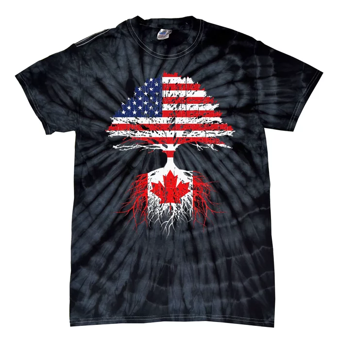 Canadian Roots American Grown Canada Flag Men Women Tie-Dye T-Shirt