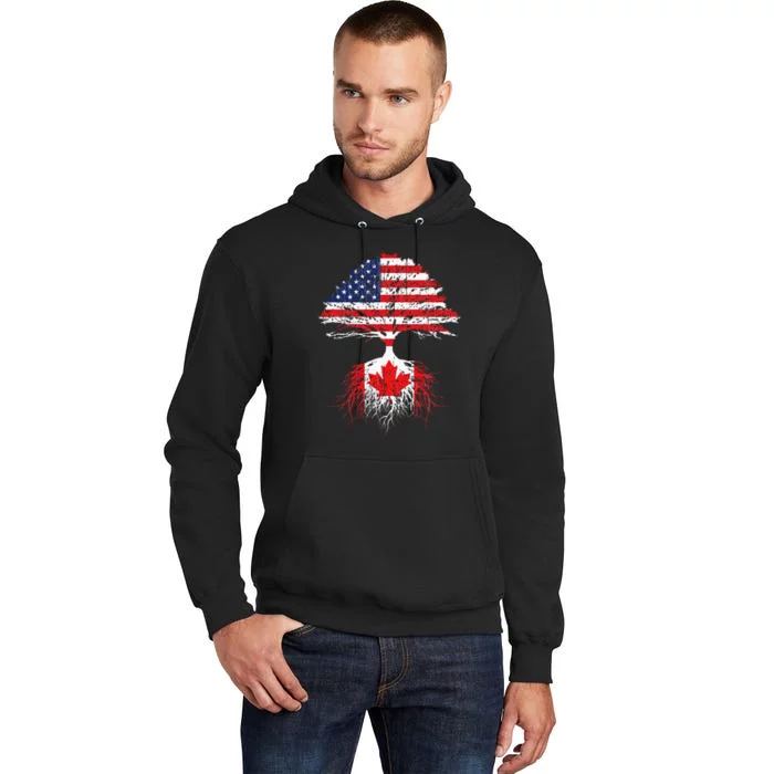 Canadian Roots American Grown Canada Flag Men Women Tall Hoodie