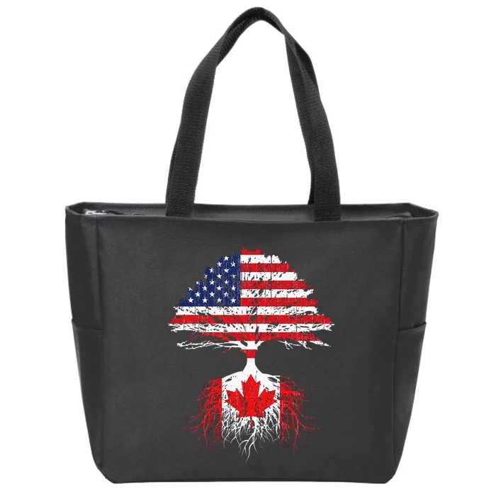 Canadian Roots American Grown Canada Flag Men Women Zip Tote Bag