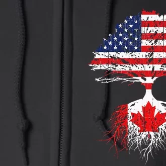 Canadian Roots American Grown Canada Flag Men Women Full Zip Hoodie