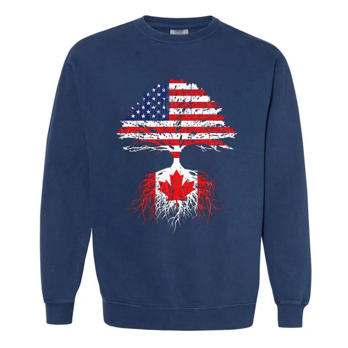 Canadian Roots American Grown Canada Flag Men Women Garment-Dyed Sweatshirt