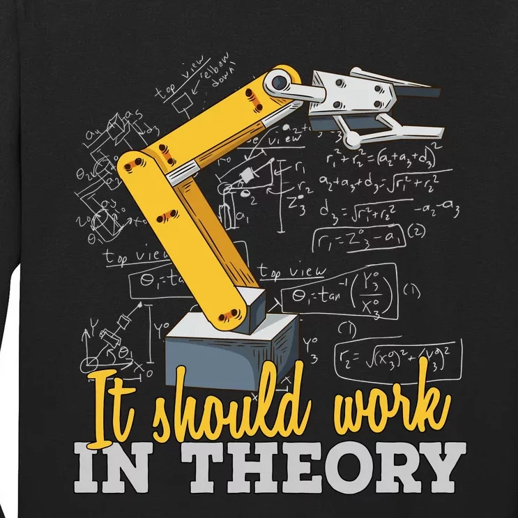 Cartoon Robotic Arm Funny Robotics Engineer Tall Long Sleeve T-Shirt