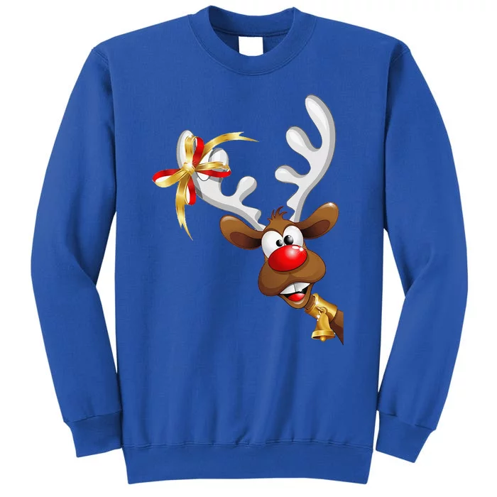 Cartoon Reindeer Antlers Christmas Pajamas Sweatshirt