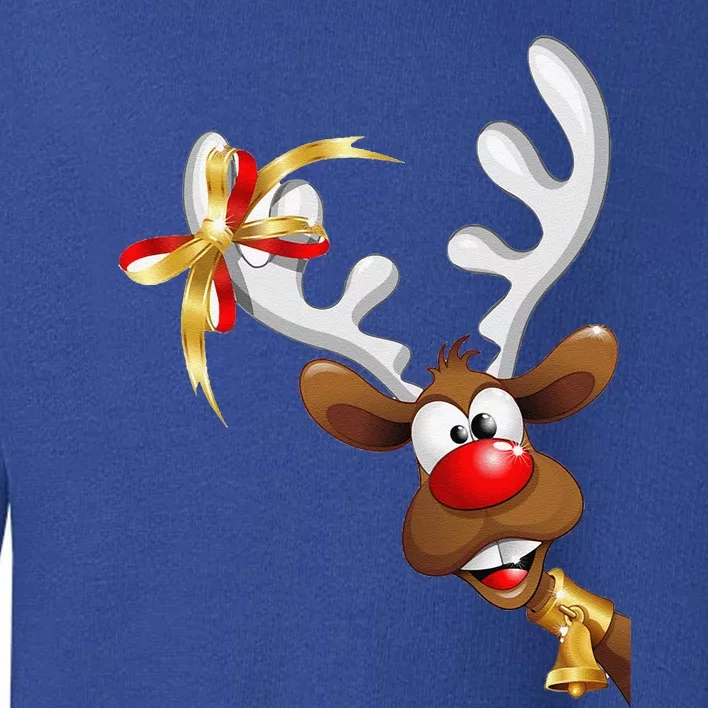 Cartoon Reindeer Antlers Christmas Pajamas Toddler Sweatshirt