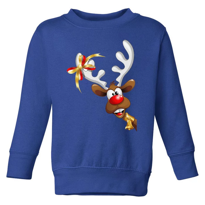 Cartoon Reindeer Antlers Christmas Pajamas Toddler Sweatshirt