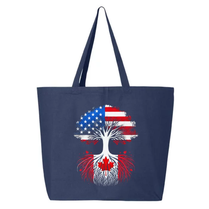 Canadian Roots American Grown Tree Flag Funny Canada Day 25L Jumbo Tote