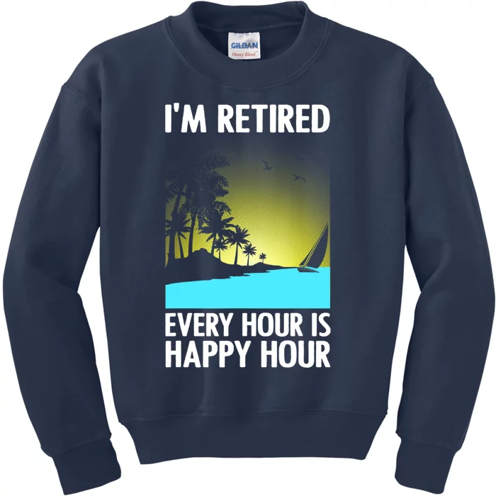 Cool Retirement Art For Women Retirement Retired Retiree Kids Sweatshirt