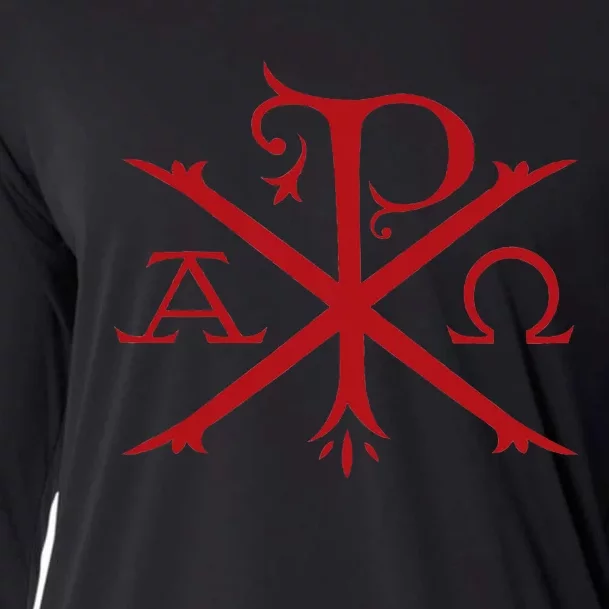 Chi Rho And Alpha Omega Early Christian Symbol Cooling Performance Long Sleeve Crew