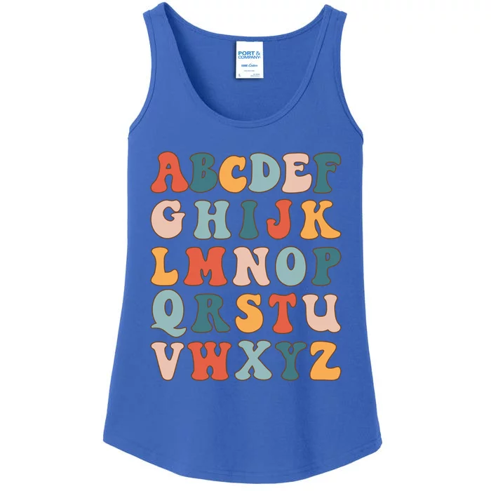 Colorful Retro Alphabets For Kindergarten Teacher Gift Ladies Essential Tank