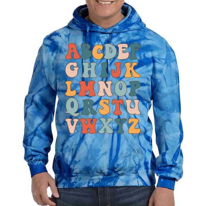 Colorful Retro Alphabets For Kindergarten Teacher Gift Tie Dye Hoodie