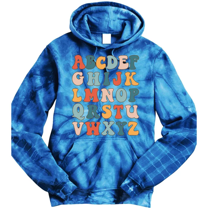 Colorful Retro Alphabets For Kindergarten Teacher Gift Tie Dye Hoodie