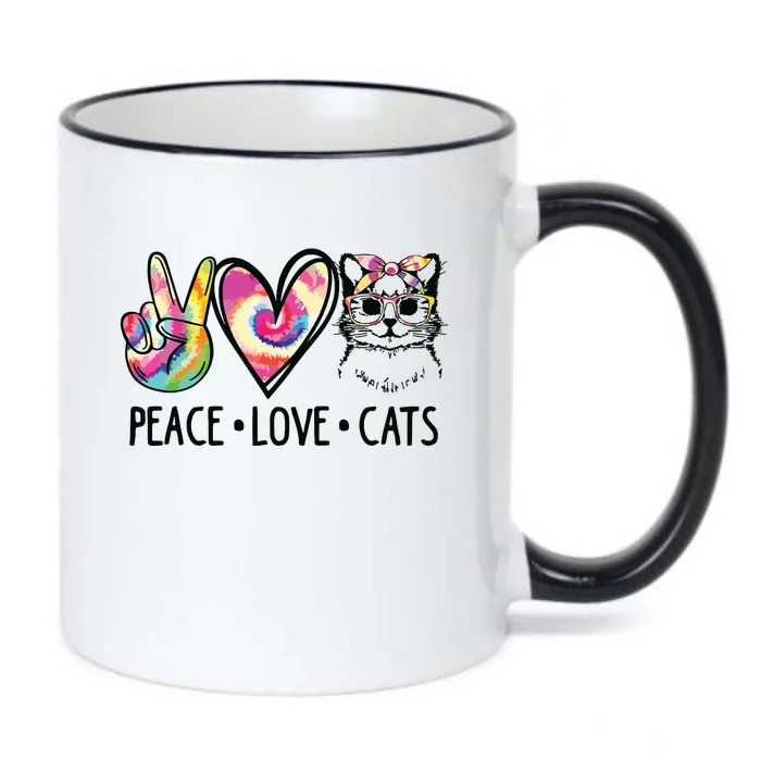 Cat Rescue Adopt A Cat Cat Mom Tie Dye Peace Love Cat Black Color Changing Mug